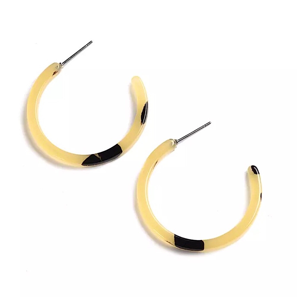 ⚜️[𝟯/$𝟭𝟴]⚜️Tan Black Acrylic Hoop Earrings NEW - Picture 3 of 10